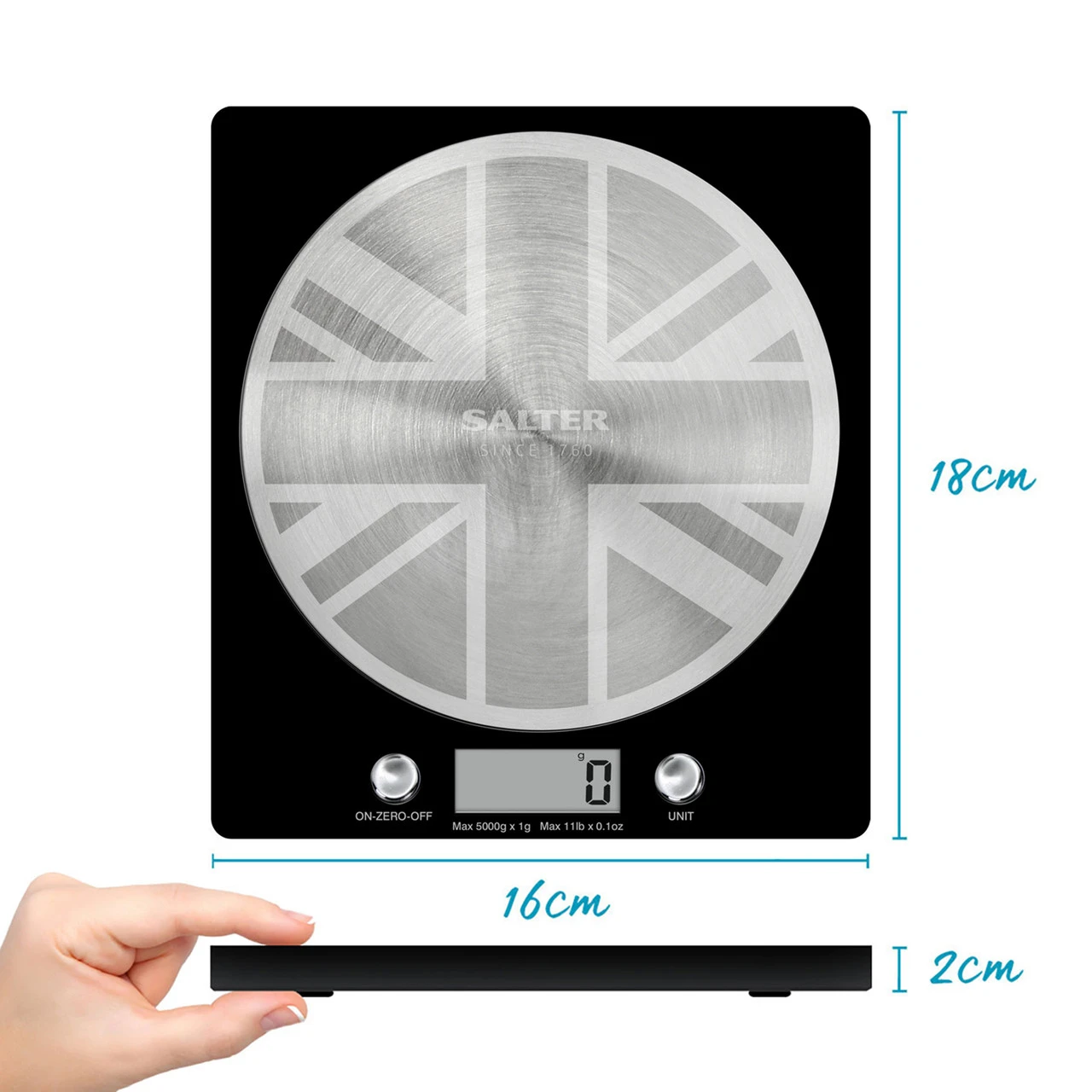 Salter Great British Disc Digital Kitchen Scale, 5kg Capacity 9 Salter Great British Disc Digital Kitchen Scale, 5kg Capacity - Image 7