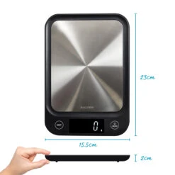 Salter Ultra Slim Digital Kitchen Scale, 5kg Capacity, Black -Salter 106820ssbkdr n 6 dims 52013.1683111661