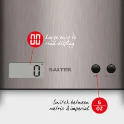 Salter ARC Stainless Steel Digital Kitchen Scale, 3kg Capacity -Salter 108720ssdr n 3 r 03190.1682686887