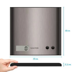 Salter ARC Stainless Steel Digital Kitchen Scale, 3kg Capacity -Salter 108720ssdr n 6 dims 65893.1682686888