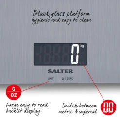 Salter Stainless Steel Digital Kitchen Scales, 5kg Capacity -Salter 110320ssdr n 4 r 39334.1683111657