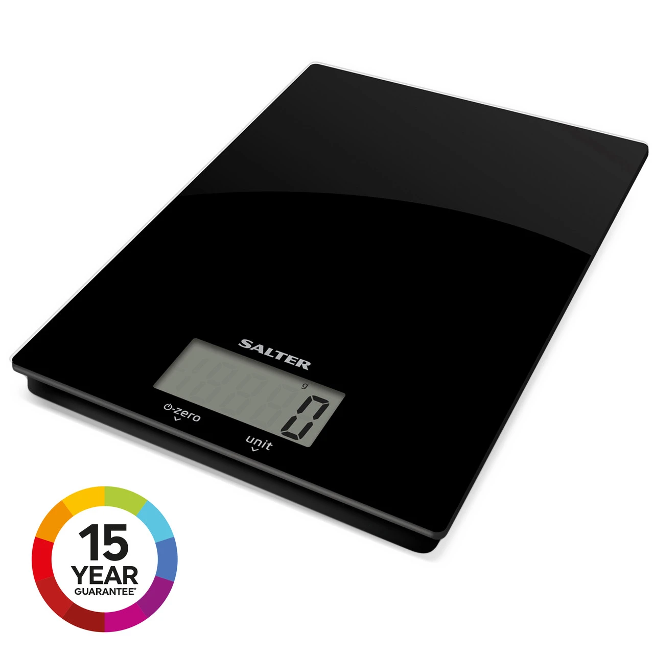 Salter Ultra Slim Glass Digital Kitchen Scale, 5kg Capacity, Black 4 Salter Ultra Slim Glass Digital Kitchen Scale, 5kg Capacity, Black - Image 2