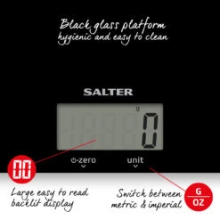 Salter Ultra Slim Glass Digital Kitchen Scale, 5kg Capacity, Black 16 Salter Ultra Slim Glass Digital Kitchen Scale, 5kg Capacity, Black -Salter 117020bkdr n 4 r 40583.1680540118