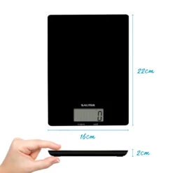 Salter Ultra Slim Glass Digital Kitchen Scale, 5kg Capacity, Black 18 Salter Ultra Slim Glass Digital Kitchen Scale, 5kg Capacity, Black -Salter 117020bkdr n 6 dims 65046.1680540119