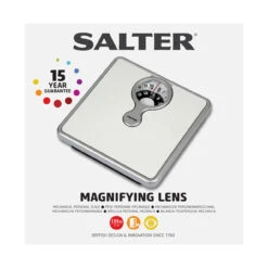 Salter Magnifying Mechanical Bathroom Scale, Black/White -Salter 48420whdr 8new 53216.1699326248