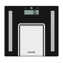 Salter 4 Salter Ultra Slim Glass Analyser Scale, 180kg Capacity - Black