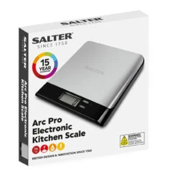 Salter Arc Pro Stainless Steel Digital Kitchen Scale, 5kg Capacity -Salter arc pro stainless steel digital kitchen scale 5kg capacity salter 1052a ssbkdr 5054061480429 23258.1698134003