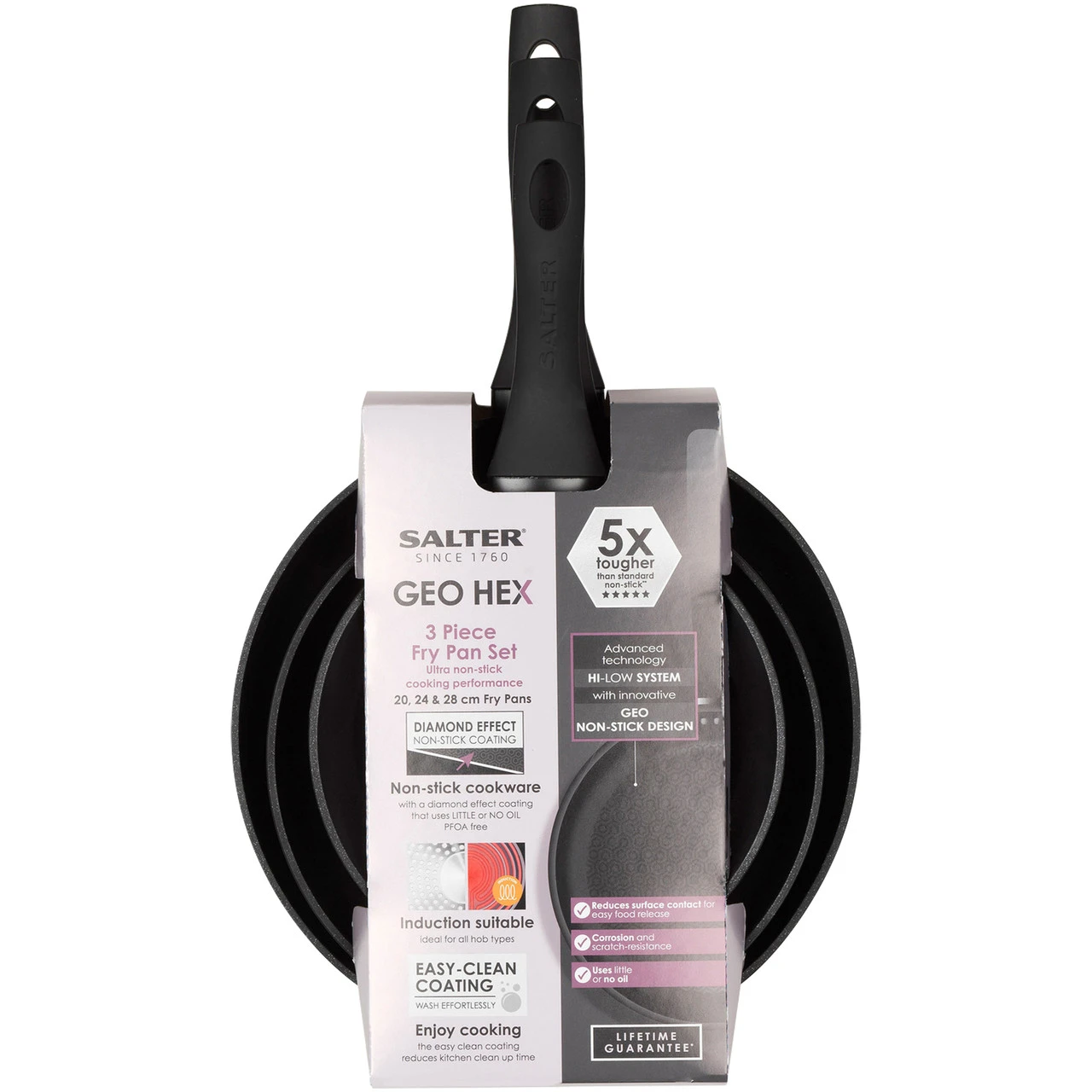 Salter Geo Hex Fry Pan Set, 20,24,28cm 10 Salter Geo Hex Fry Pan Set, 20,24,28cm - Image 8