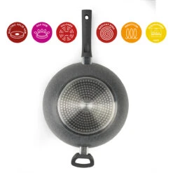 Salter Marblestone Coated Wok With Glass Lid, 28 Cm -Salter bw09337ar 6new 21354.1679428561