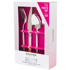 Salter Ombre Collection 16-Piece Stainless Steel Cutlery Set, With Knife, Fork, Spoon, Teaspoon, Silver/Champagne 18 Salter Ombre Collection 16-Piece Stainless Steel Cutlery Set, With Knife, Fork, Spoon, Teaspoon, Silver/Champagne -Salter bw10075ctk 5 61735.1695136595