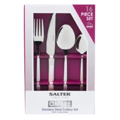 Salter Ombre Collection 16-Piece Stainless Steel Cutlery Set, With Knife, Fork, Spoon, Teaspoon, Silver/Champagne 19 Salter Ombre Collection 16-Piece Stainless Steel Cutlery Set, With Knife, Fork, Spoon, Teaspoon, Silver/Champagne -Salter bw10075ctk 6 75307.1695136595