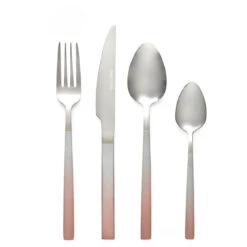 Salter Ombre Collection 16-Piece Stainless Steel Cutlery Set, With Knife, Fork, Spoon, Teaspoon, Silver/Champagne