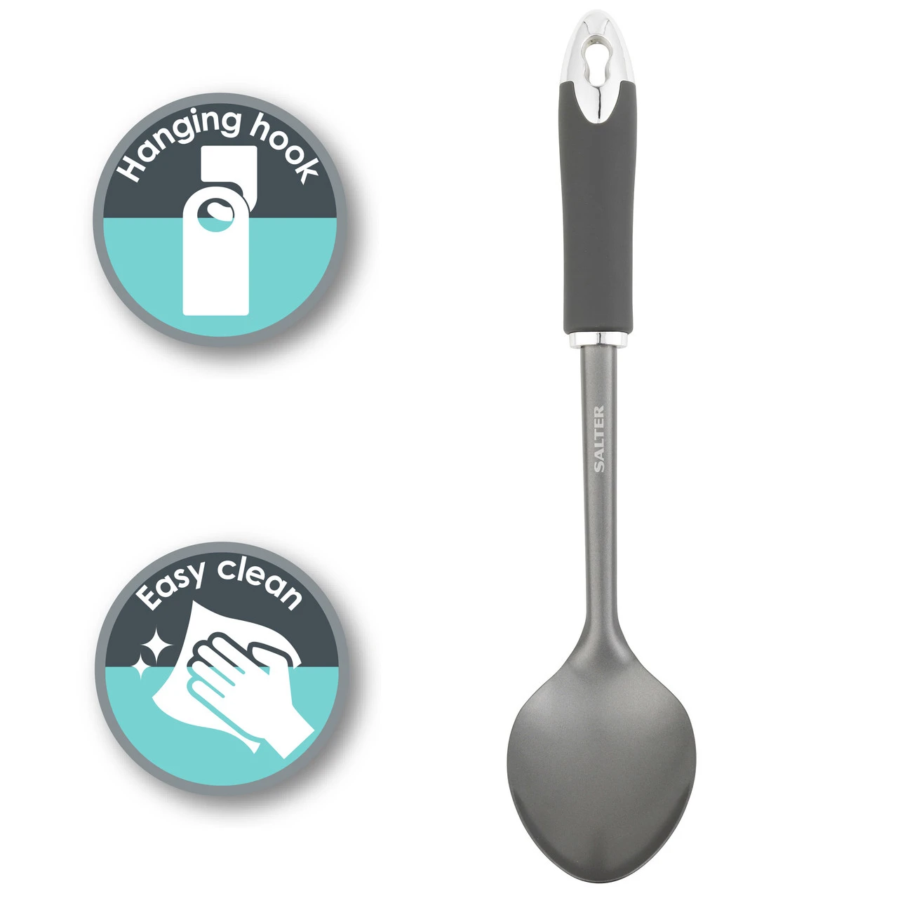 Salter Solid Spoon, Stainless Steel, Matte Grey 6 Salter Solid Spoon, Stainless Steel, Matte Grey - Image 4