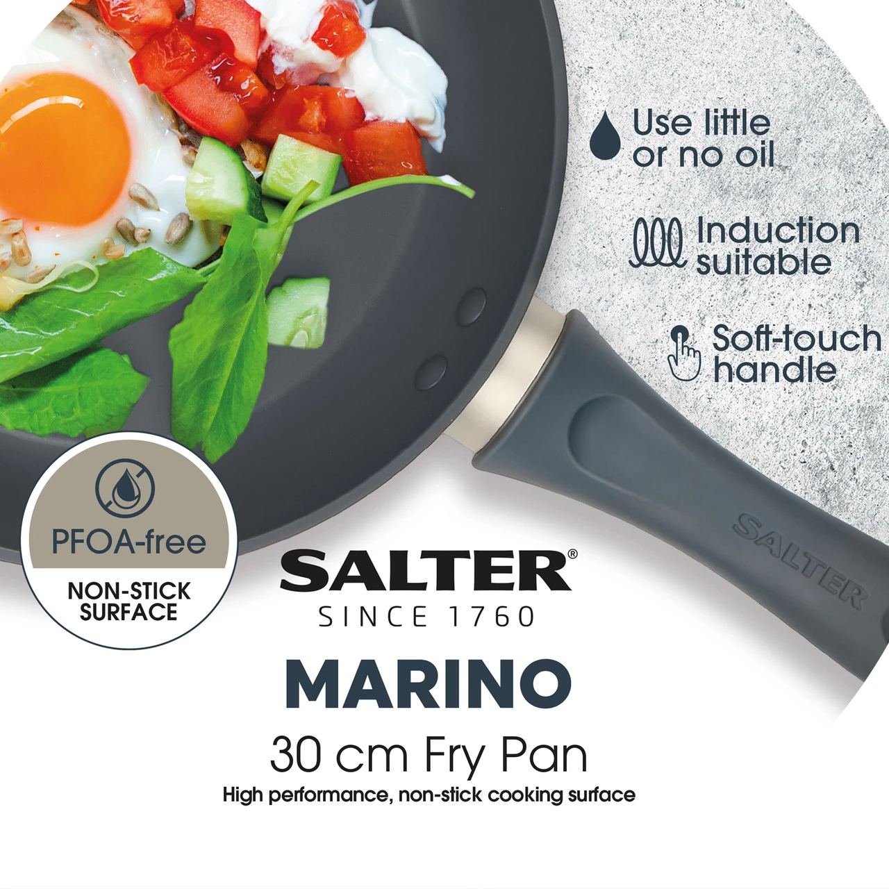 Salter 30 Cm Non-Stick Frying Pan – Marino Collection, Blue Grey 5 Salter 30 Cm Non-Stick Frying Pan – Marino Collection, Blue Grey - Image 3