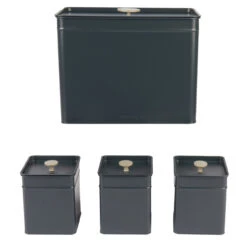 Salter 4-Piece Bread Bin & Canister Set - Marino Collection, Blue Grey