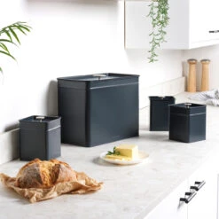 Salter 4-Piece Bread Bin & Canister Set - Marino Collection, Blue Grey -Salter bw12613eu7 3new 59624.1694184299