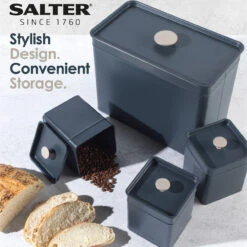Salter 4-Piece Bread Bin & Canister Set - Marino Collection, Blue Grey -Salter bw12613eu7 5n 22486.1694184300
