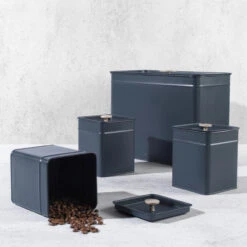 Salter 4-Piece Bread Bin & Canister Set - Marino Collection, Blue Grey -Salter bw12613eu7 8n 00854.1694184301