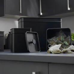 Salter 4-Piece Bread Bin & Cannister Set - Kuro Collection, Black -Salter bw12614eu7 4new1 78262.1694082924