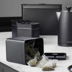Salter 4-Piece Bread Bin & Cannister Set - Kuro Collection, Black -Salter bw12614eu7 5new 33123.1694082924