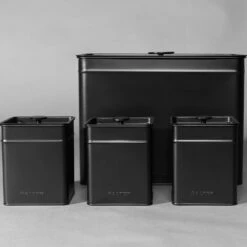 Salter 4-Piece Bread Bin & Cannister Set - Kuro Collection, Black -Salter bw12614eu7 7new1 30314.1694082925