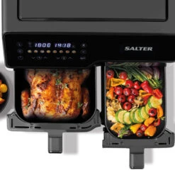 Salter Dual Sector Air Fryer – 9L Capacity, 5.5L & 3.5L Drawer, 2500W -Salter dual sector air fryer 9l capacity 5.5l and 3.5l drawer 2500w salter ek5729 5054061503357 47476.1698151017