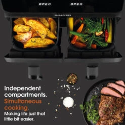 Salter Dual-View Pro Air Fryer, 2 Drawer Easy Clean Baskets, Clear Viewing Windows, 7.6L Capacity, 1700W -Salter dual view pro air fryer 2 drawer easy clean baskets clear viewing windows 7.6l capacity 1700w salter ek5196gw 5054061500387 59752.1698134043