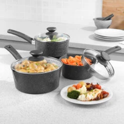 Salter Easy Pour Non-Stick 3-Piece Saucepan Set, 16/18/20 Cm -Salter easy pour non stick 3 piece saucepan set 161820 cm salter bw09072ar 5054061359312 28052.1698134041