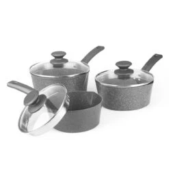 Salter Easy Pour Non-Stick 3-Piece Saucepan Set, 16/18/20 Cm