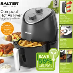 Salter Compact 2L Non-stick Air Fryer, 1000W 17 Salter Compact 2L Non-stick Air Fryer, 1000W -Salter ek2817h new 4 93040.1666599204