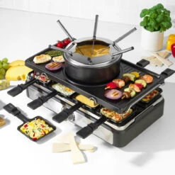 Salter Electric 8-Piece 2 In 1 Non-Stick Raclette Grill And Fondue Set, 1400 W -Salter ek4513 new 4 13933.1695151015