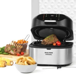 Salter AeroGrill Air Fryer And Grill, 5 In 1 Tabletop Multicooker & Healthy Grill Machine, 5.2L Capacity, Includes Temperature Probe -Salter ek4549 03 70844.1673350728