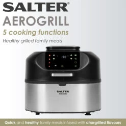 Salter AeroGrill Air Fryer And Grill, 5 In 1 Tabletop Multicooker & Healthy Grill Machine, 5.2L Capacity, Includes Temperature Probe -Salter ek4549 n 2 10045.1673350728