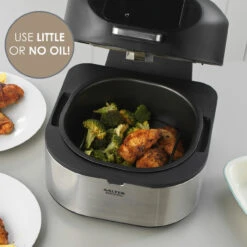 Salter AeroGrill Air Fryer And Grill, 5 In 1 Tabletop Multicooker & Healthy Grill Machine, 5.2L Capacity, Includes Temperature Probe -Salter ek4549 new1020roundel 56183.1673350728