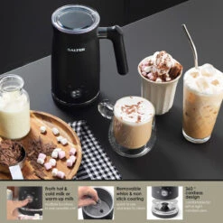 Salter Electric Milk Frother Steamer For Dairy/Plant-Based, Hot Chocolate, Cappuccinos, Lattes, Includes Hot, Cold And Frothy Functions -Salter ek4635 nw 3 41551.1663927717