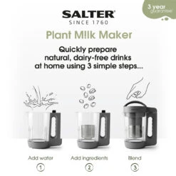 Salter Plant M!lk Maker, Nutrient-Rich Plant & Dairy-Free Drinks,1.6L, One Touch Oat, Coconut, Almond Milk, Tritan BPA Free Plastic -Salter ek5258 6 48362.1699022327