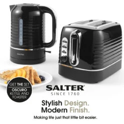 Salter Oscuro 1.7L Kettle - LED Illumination Light, Black, 3000W -Salter ek5572blk 8 70848.1687787136