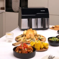 Salter Dual Sector Air Fryer – 9L Capacity, 5.5L & 3.5L Drawer, 2500W -Salter ek5729 4n 59095.1695295821