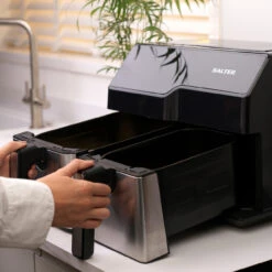 Salter Dual Sector Air Fryer – 9L Capacity, 5.5L & 3.5L Drawer, 2500W -Salter ek5729 6new 76479.1695295822