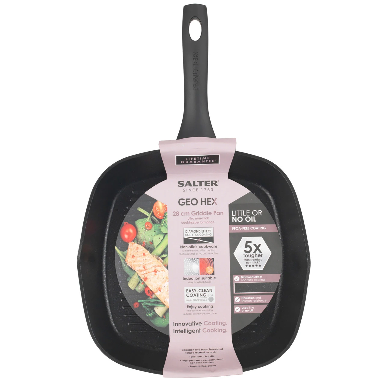 Salter Geo Hex 28 Cm Griddle Pan, Forged Aluminium 13 Salter Geo Hex 28 Cm Griddle Pan, Forged Aluminium - Image 11