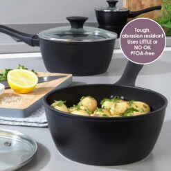 Salter Geo Hex 3-Piece Saucepan Set With Lids, 16/18/20 Cm -Salter geo hex 3 piece saucepan set with lids 161820 cm salter bw08777 5054061356366 59319.1698151007