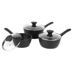 Salter Geo Hex 3-Piece Saucepan Set With Lids, 16/18/20 Cm
