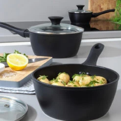 Salter Geo Hex 3-Piece Saucepan Set With Lids, 16/18/20 Cm -Salter geo hex 3 piece saucepan set with lids 161820 cm salter bw08777 5054061356366 89721.1698151007