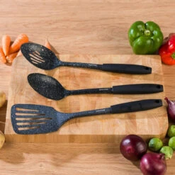 Salter Megastone Solid Spoon, Slotted Spoon And Slotted Turner Utensil Set, Stainless Steel -Salter megastone solid spoon slotted spoon and slotted turner utensil set stainless steel salter bw08044 5054061196399 74404.1659356716