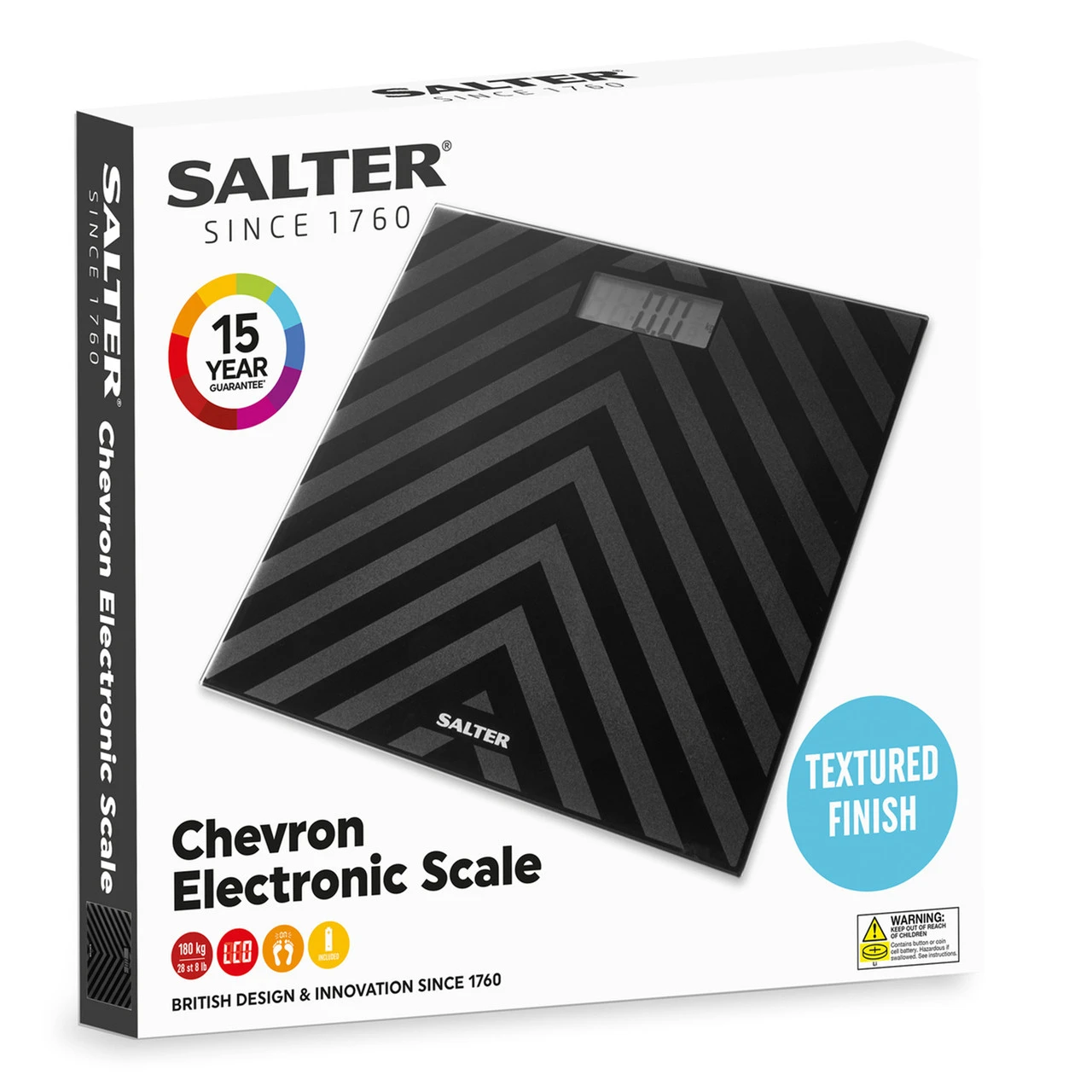 Salter Electronic Bathroom Scales, Chevron Two-Tone Textured Finish 10 Salter Electronic Bathroom Scales, Chevron Two-Tone Textured Finish - Image 8