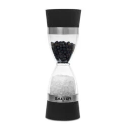 Salter 2 In 1 Mechanical Salt And Pepper Mill, Double Sided Spice Grinder, Adjustable Grinding From Fine To Coarse, Ceramic Grinder