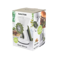 Salter Meat Mincer With Two Blade Attachments, White/Green -Salter salterbw06543armea 79fe5 5054061181388 salter w 164 8 02020.1670001124